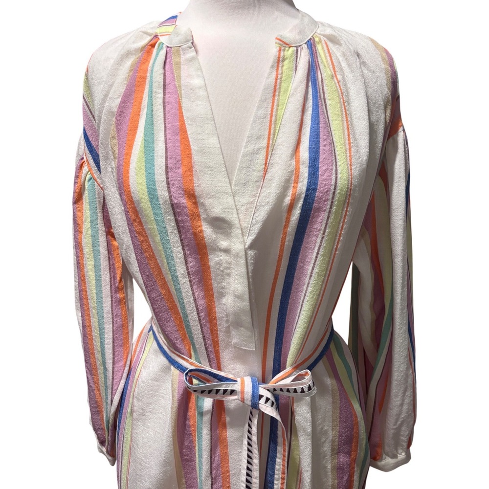 Lemlem H&M Kaftan Dress Womens Medium Multi Color Excellent Striped Belted Midi